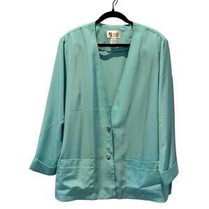 Maggie Sweet Vintage Robin Blue Polyester Blazer | Size 1X
